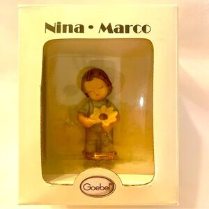 Goebel Nina Marco Figurine Boy Sunflower 2” 3” BOX 10834216 2001 Germany